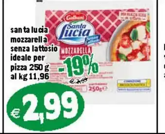 Il Castoro Supermercati santa lucia mozzarella senza lattosio ideale per pizza 250 g offerta