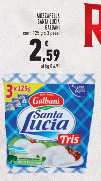 Conad MOZZARELLA SANTA LUCIA GALBANI conf. 125 g x 3 pezzi offerta