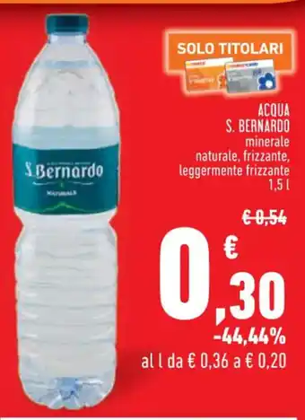 Conad ACQUA S. BERNARDO minerale naturale, frizzante, leggermente frizzante 1,5 l offerta