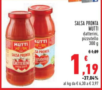 Conad SALSA PRONTA MUTTI datterini, pizzutello 300 g offerta