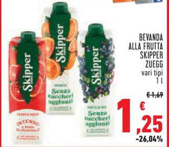 Conad BEVANDA ALLA FRUTTA SKIPPER ZUEGG vari tipi 1 l offerta