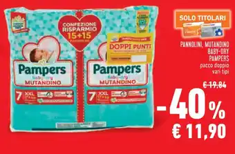 Conad PANNOLINI, MUTANDINO BABY-DRY PAMPERS pacco doppio vari tipi offerta