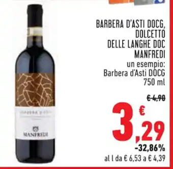 Conad BARBERA D'ASTI DOCG, DOLCETTO DELLE LANGHE DOC MANFREDI 750 ml offerta