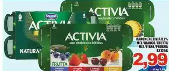 Sacoph Danone Activia 0,1% Mix/Bianco/Frutta Mix/Fibre/Prugne 8x125g offerta
