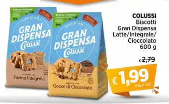 Crai COLUSSI Biscotti Gran Dispensa Latte/Integrale 600 g offerta
