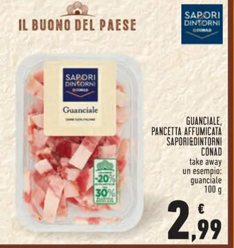 Conad GUANCIALE, PANCETTA AFFUMICATA SAPORI&DINTORNI CONAD 100 g offerta