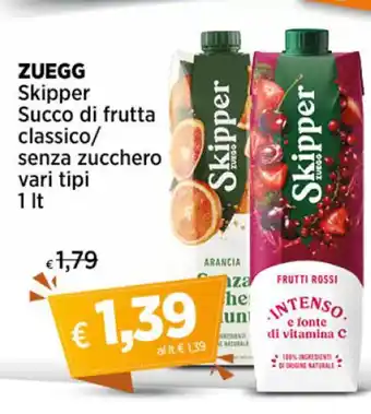 Crai ZUEGG Skipper Succo di frutta classico/ senza zucchero vari tipi 1 lt offerta