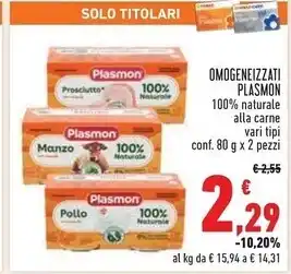 Conad Superstore Plasmon omogeneizzati alla carne offerta