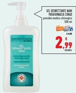 Conad Superstore Conad gel disinfettante mani parafarmacia offerta