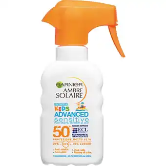Conad Garnier ambre solaire sensitive advanced kids spray gachette ip50+ 200ml offerta