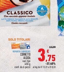 Conad Superstore Algida cornetto offerta