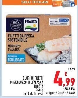 Conad Superstore Frosta cuori di filetti di merluzzo dell'alaska offerta