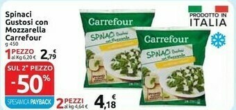 Carrefour Carrefour - Spinaci Gustosi Con Mozzarella Con Spinaci Italiani 450 G(ml) offerta