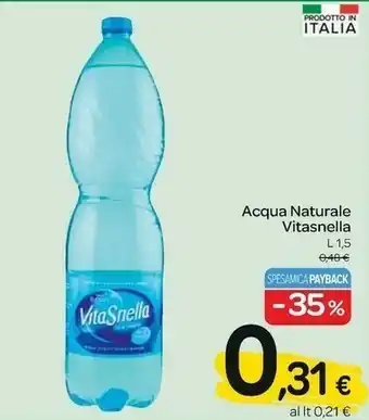 Carrefour Vitasnella Acqua Minerale Naturale offerta