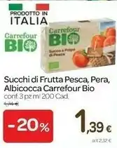 Carrefour Carrefour Succi Di Frutta Pesca Pera Albicocca Bio offerta