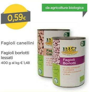 DPiù Bio ricchi Fagioli Canellini/ Fagioli Borlotti Lessati 400 G offerta