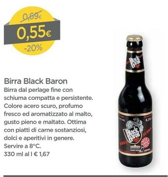DPiù Black Baron - Schwarz Bier Black Lager 330 G(ml) offerta