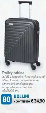DPiù Trolley Cabina 40x55x20 Cm offerta