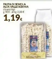 Doro Supermercati Alta valle scrivia Pasta Di Semola offerta