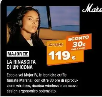 Expert Marshall MAJOR IV Cuffie Padiglione Auricolare Connettore 3.5 Mm USB Tipo-C Bluetooth Nero offerta