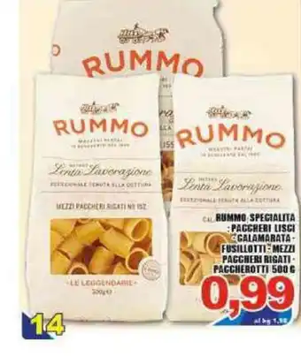 Sacoph Rummo Specialita Paccheri Lisci 500g offerta