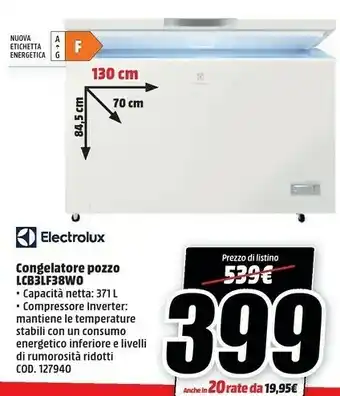 MediaWorld Electrolux LCB3LF38W0 Congelatore Pozzo offerta
