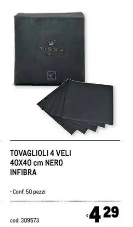 Metro Infibra tovaglioli nero offerta