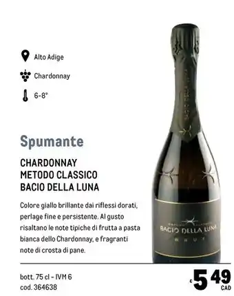 Metro Bacio della luna chardonnay metodo classico offerta
