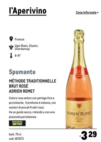 Metro Adrien romet - méthode traditionnelle brut rosé offerta