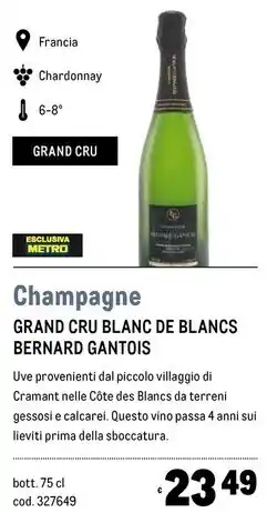 Metro Bernard gantois - grand cru blanc de blancs offerta
