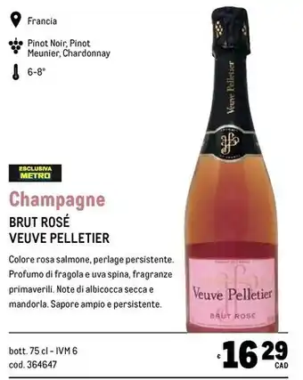 Metro Veuve pelletier brut rosé offerta