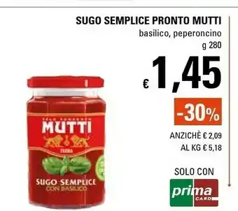 Basko Mutti Sugo Pomodoro E Basilico 280 G(ml) offerta
