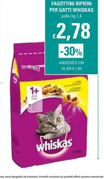 Basko Whiskas Fagottini Ripieni Per Gatti offerta