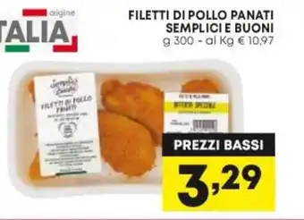 Superstore Pam FILETTI DI POLLO PANATI SEMPLICI E BUONI g 300 offerta