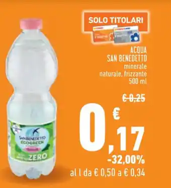 Conad ACQUA SAN BENEDETTO minerale naturale, frizzante 500 ml offerta