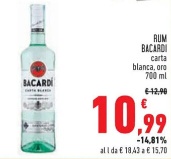 Conad RUM BACARDI carta blanca, oro 700 ml offerta