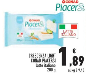 Conad CRESCENZA LIGHT CONAD PIACERSI latte italiano 200 g offerta