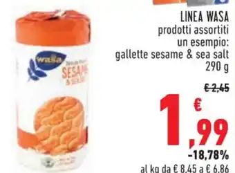 Conad LINEA WASA gallette sesame & sea salt 290 g offerta