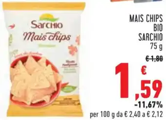 Conad MAIS CHIPS BIO SARCHIO 75 g offerta