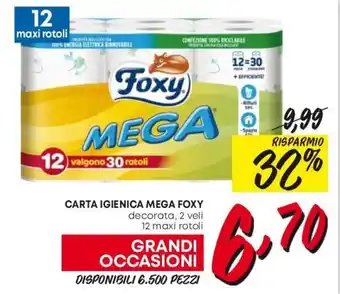 CARTA IGIENICA MEGA FOXY decorata, 2 veli 12 maxi rotoli