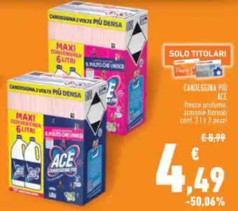 Conad CANDEGGINA PIÙ ACE fresco profumo, armonie floreali conf. 3 l x 2 pezzi offerta