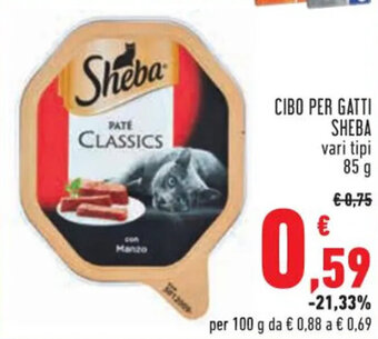 Conad CIBO PER GATTI SHEBA vari tipi 85 g offerta