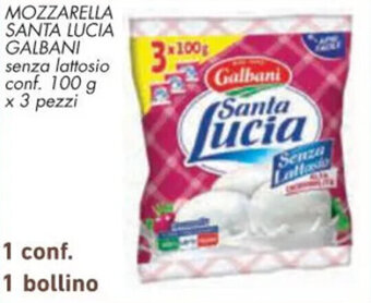 Conad MOZZARELLA SANTA LUCIA GALBANI senza lattosio conf. 100 g x 3 pezzi offerta