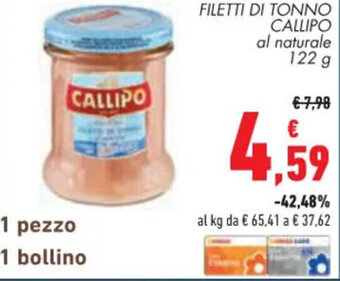Conad FILETTI DI TONNO CALLIPO al naturale 122 g offerta