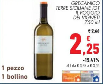 Conad GRECANICO TERRE SICILIANE IGT IL POGGIO DEI VIGNETI 750 ML offerta