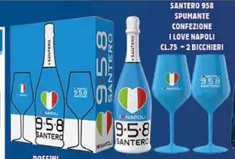 Big Food SANTERO 958 SPUMANTE CONFEZIONE I LOVE NAPOLI CL.75 +2 BICCHIERI offerta