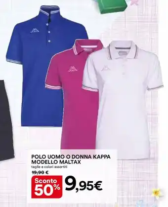 Ipercoop POLO UOMO O DONNA KAPPA MODELLO MALTAX taglie e colori assortiti offerta