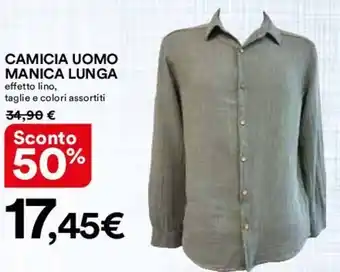 Ipercoop CAMICIA UOMO MANICA LUNGA effetto lino, taglie e colori assortiti offerta