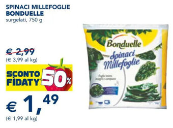 Esselunga SPINACI MILLEFOGLIE BONDUELLE surgelati, 750 g offerta