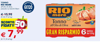 Esselunga TONNO RIO MARE all'olio di oliva, pescato su banchi liberi offerta